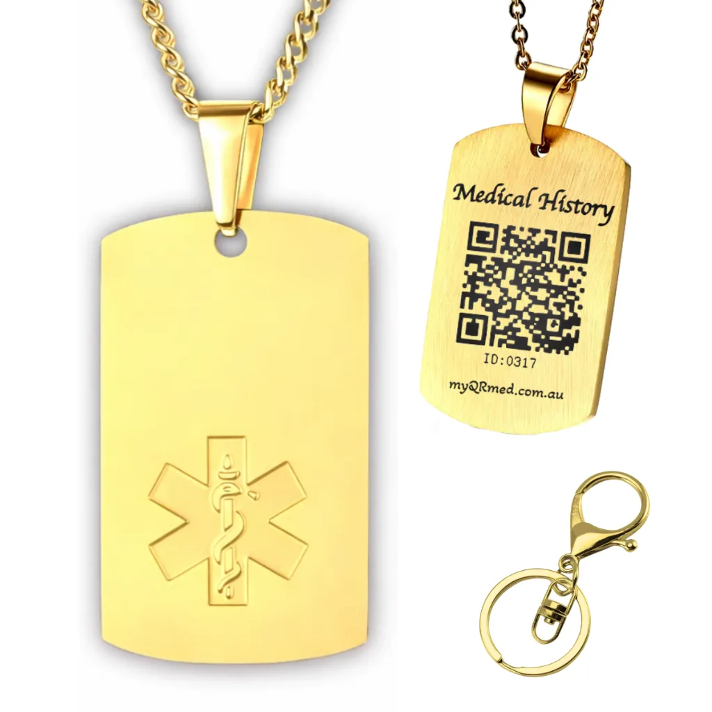 Dog Tag Emergency ID G Necklace/Keyring