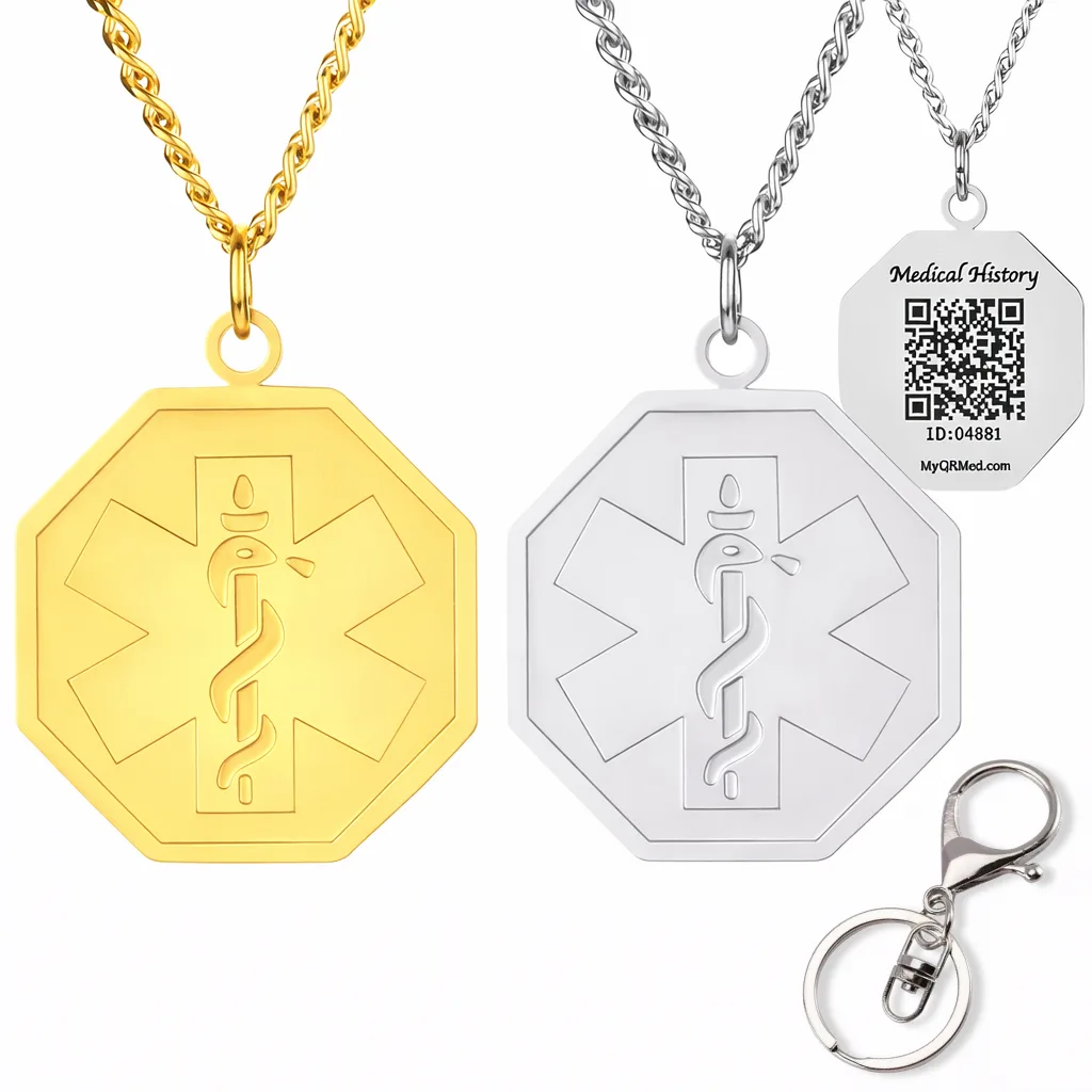 Octagon Emergency ID Necklace/Keyring